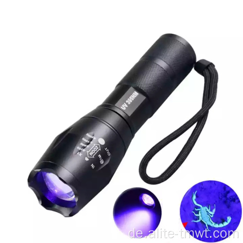 Hochleistungs -LED -violett leichte UV -Taschenlampe